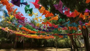 fête dans la nature vibrant couleurs, traditionnel Festival généré par ai photo