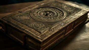 antique en bois Bible, symbole de spiritualité et sagesse généré par ai photo