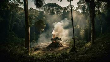brûlant montagne, roussi Terre, la nature destruction révélé généré par ai photo