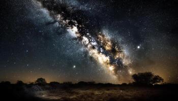 Naturel phénomène illumine majestueux spirale galaxie en plein air généré par ai photo