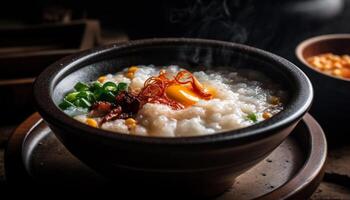 Frais et en bonne santé légume repas dans une bol généré par ai photo