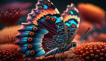 vibrant couleurs fragile beauté papillon dans vol généré par ai photo
