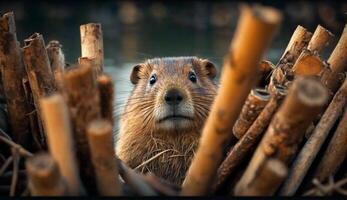 duveteux castor sur Journal concentré et espiègle généré par ai photo