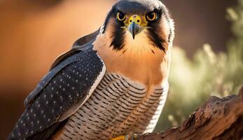 majestueux oiseau de proie se percher sur branche généré par ai photo