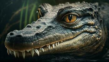 dragon Balance rugueux crocodile les dents dangereux dans Afrique généré par ai photo