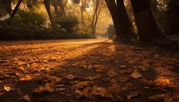 vibrant l'automne feuillage des peintures tranquille forêt paysage généré par ai photo