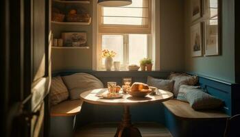 confortable moderne chambre avec élégant rustique conception généré par ai photo