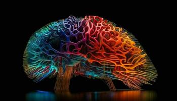 abstrait forme, sous-marin réflexion poisson nerf synapse généré par ai photo
