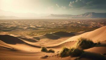 majestueux le sable dunes ondulation dans le le coucher du soleil généré par ai photo