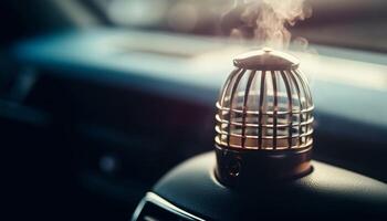 luxe voiture chrome roue sur Feu à l'intérieur généré par ai photo