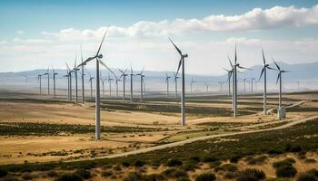 vent turbines tournant, générateur durable énergie croissance généré par ai photo