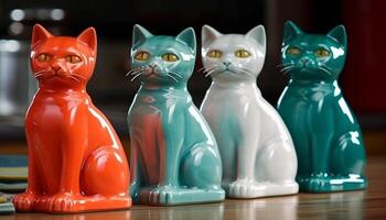 petit, mignonne chatons en jouant avec coloré jouets généré par ai photo