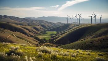 vert vent ferme génère électricité plus de Prairie généré par ai photo