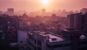 Pékin horizon brille dans bleu crépuscule le coucher du soleil généré par ai photo