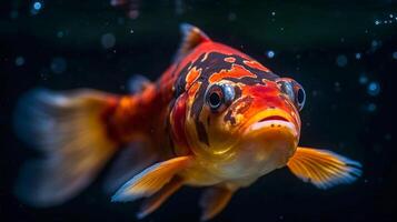 proche en haut vue de coloré koi des poissons dans clair l'eau. ai génératif photo