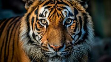 proche en haut vue de une malais tigre. faune concept photo