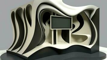moderne conception intérieur de futuriste architectural avec mur monté la télé filtrer. toile de fond pour vidéo ou photo production. génératif ai technologie.