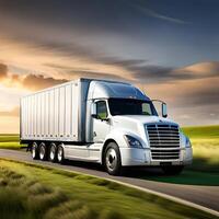 photo une blanc un camion avec le mot mercedes sur le côté ai génératif