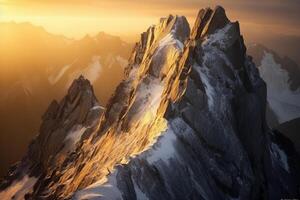 photo d'un robuste alpiniste alpin culminer. ai génératif