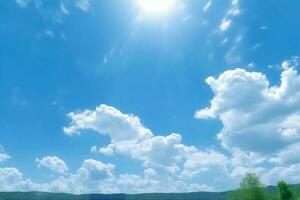 Japon, milieu de l'été, bleu ciel, clair ciel. ai génératif photo
