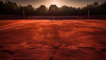 compétitif sport à crépuscule, illuminé par lumière du soleil généré par ai photo