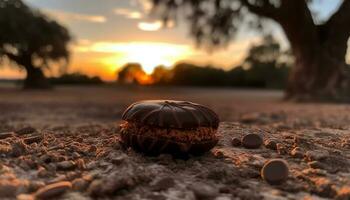 sucré Chocolat dessert dans la nature lumière du soleil rafraîchissement généré par ai photo