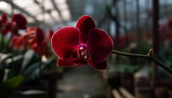 Frais rose papillon de nuit orchidée fleur dans serre élégance généré par ai photo