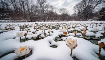 hiver beauté congelé dans temps, la nature art généré par ai photo