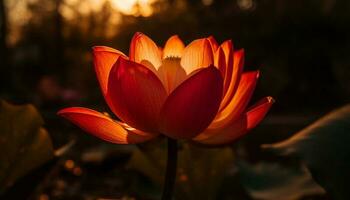 lotus fleur fleurit dans tranquille étang l'eau généré par ai photo