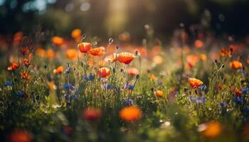 vibrant fleurs sauvages fleur dans le Prairie fraîcheur généré par ai photo