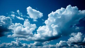 duveteux cumulus des nuages flotte dans brillant lumière du soleil généré par ai photo