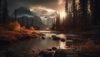 majestueux Montagne intervalle reflète tranquille l'automne beauté généré par ai photo