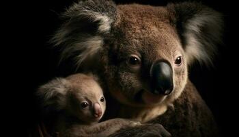 mignonne koala portrait, à la recherche à caméra, en train de dormir généré par ai photo