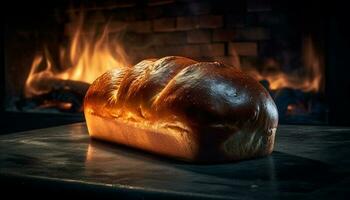 fraîchement cuit pain, rustique et fait maison la bonté généré par ai photo