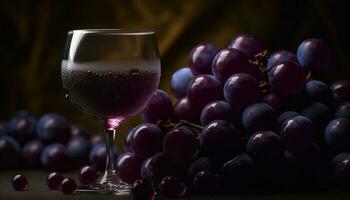 Frais cabernet sauvignon raisin, mûr pour vinification généré par ai photo