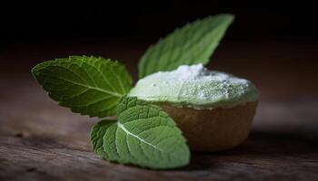 Frais menthe verte herbe ajoute gourmet saveur à dessert généré par ai photo