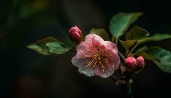 Cerise fleurir, rose pétales, Nouveau vie, fragilité généré par ai photo