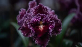 fleuri papillon de nuit orchidée fleur dans Frais violet beauté généré par ai photo