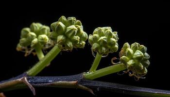 Frais orchidée fleurir, petit laissez tomber de rosée généré par ai photo