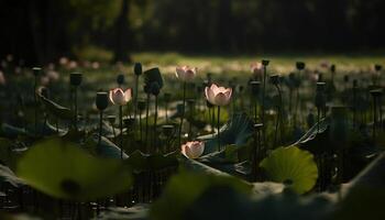 beauté dans la nature lotus fleur reflète tranquillité généré par ai photo