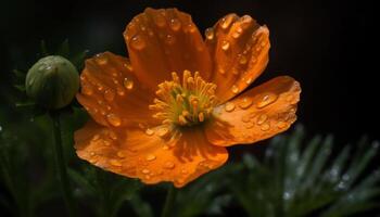 Frais rosée gouttes sur vibrant pétales, été beauté généré par ai photo