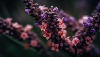 beauté dans la nature violet fleurir, abeille pollinisation généré par ai photo