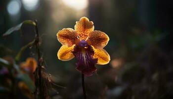 violet orchidée pétale, beauté dans la nature élégance généré par ai photo
