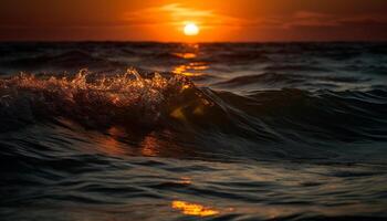 lever du soleil plus de tranquille des eaux, parfait pour relaxation généré par ai photo