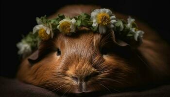 duveteux bébé lapin avec Jaune fourrure et moustaches dans studio coup généré par ai photo