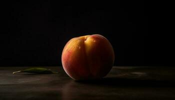 juteux biologique fruit sur rustique tableau, une en bonne santé l'automne casse-croûte généré par ai photo