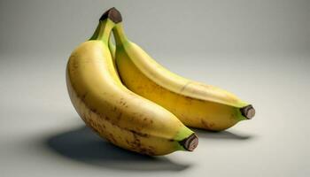 juteux Jaune banane, une en bonne santé casse-croûte avec biologique fraîcheur généré par ai photo