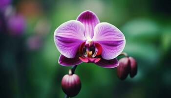 tranquille scène de biologique orchidée croissance, élégance dans la nature beauté généré par ai photo