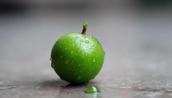 juteux mûr Pomme reflète la nature fraîcheur dans une humide laissez tomber généré par ai photo