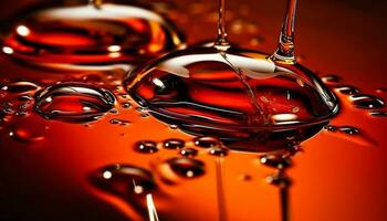vibrant Jaune whisky verser dans verre, création lisse réflexion généré par ai photo